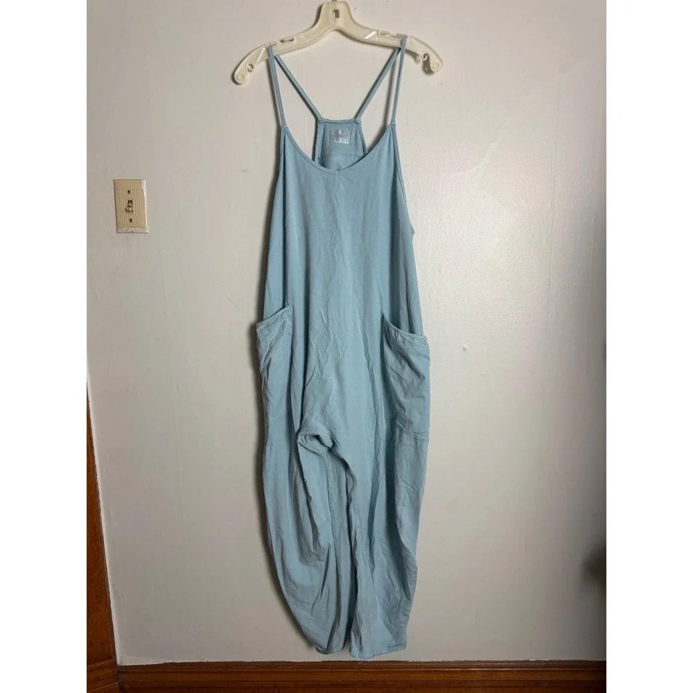 Free People FP Movement Hot Shot Onesie Light Blue Slouchy Jumpsuit Small - Picture 8 of 8